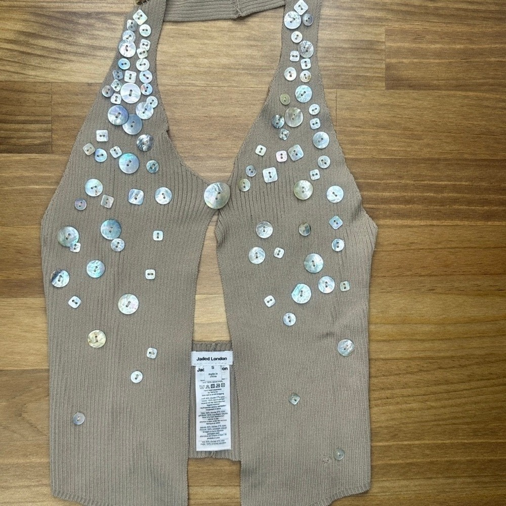 Jaded London Shell Button Knit Halter Top Brown Size‎ S NWOT